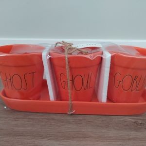 Rae Dunn Halloween planter pot set